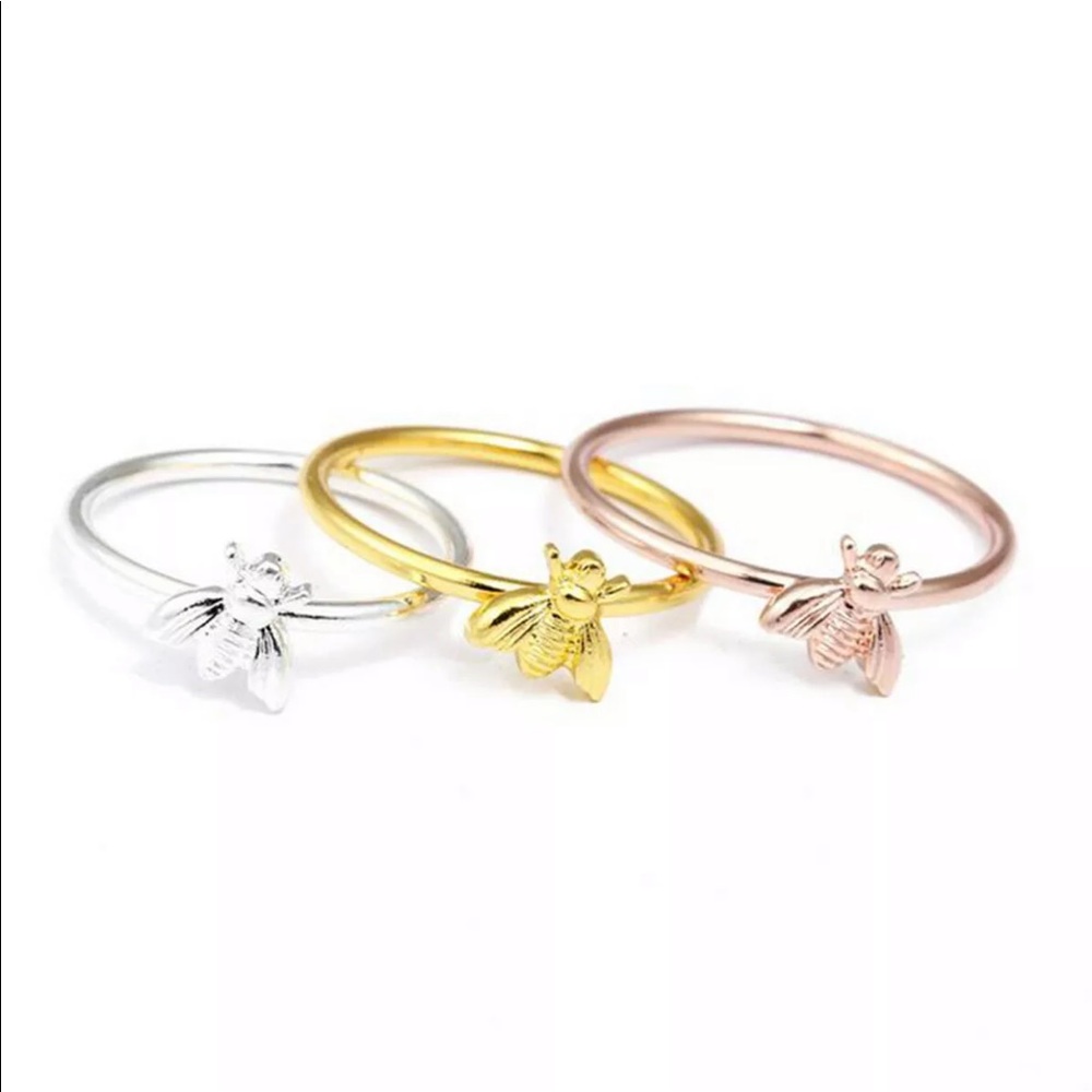 Ring Rose Gold Silver Tone Honey Bee NEW - Picture 2 of 8